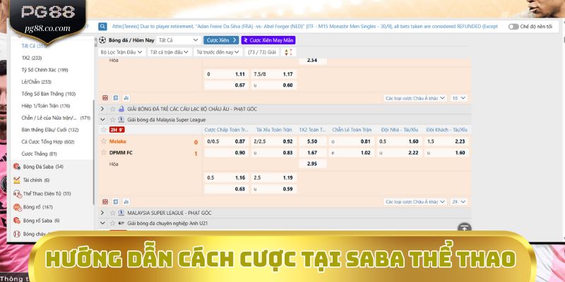 Hướng dẫn cách cược tại SABA Thể Thao