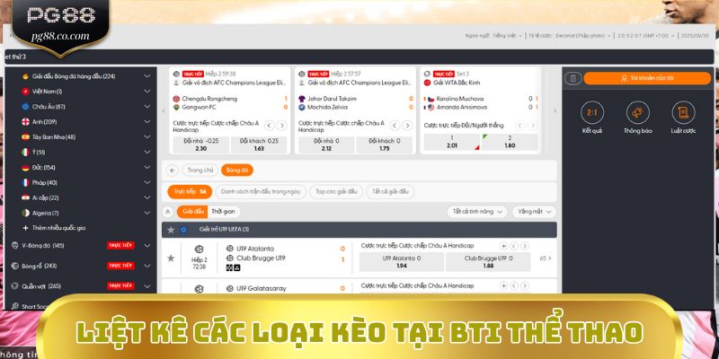 Liệt kê các loại kèo tại BTi Thể Thao
