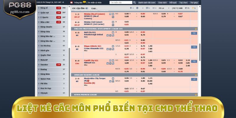 Liệt kê các môn phổ biến tại CMD Thể Thao